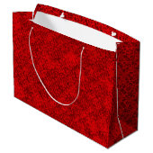 Floral Red Inprint Große Geschenktüte (Rückseite Schrägansicht)