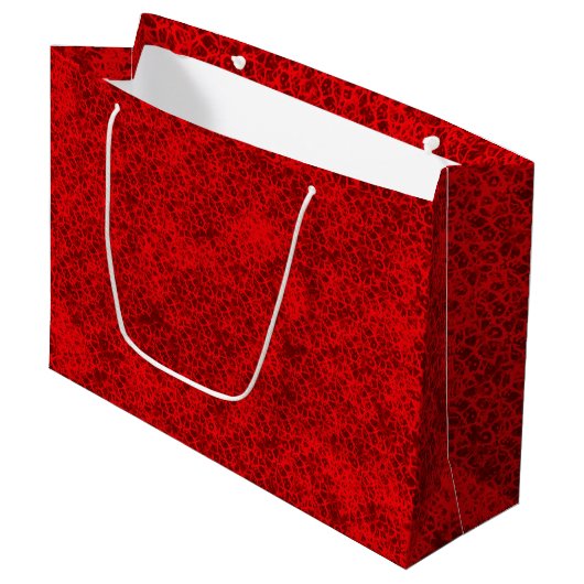 Floral Red Inprint Große Geschenktüte (Vorderseite Schrägansicht)