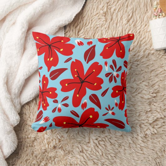 Floral Red Kissen (Decke)