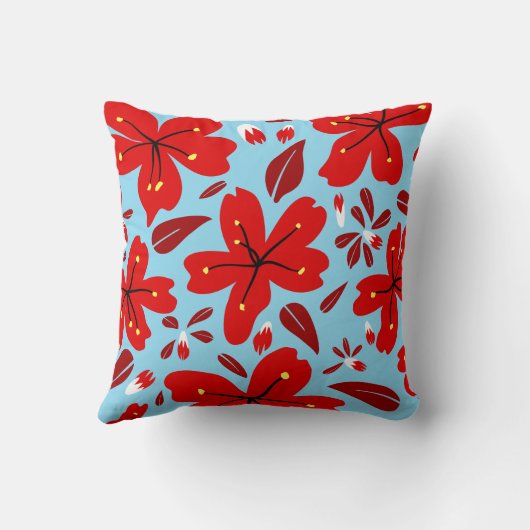 Floral Red Kissen (Rückseite)