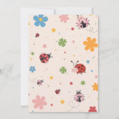 Floral Red Pink One Cute Bug Ladybug 1st Birthday Einladung (Rückseite)