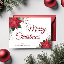 Floral Red Poinsettia Frohe Weihnachtsgrüße
