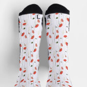 Floral Red Poppy Flower Botanical Pattern Socks Socken (Oben)