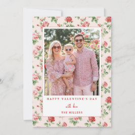Floral Red Rose Happy Valentine's Day Photo Card Feiertagskarte