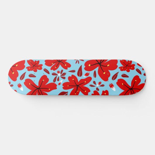 Floral Red Skateboard (Horizontal)