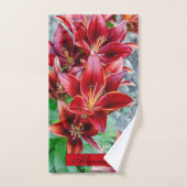 Floral Red Stargazer Lily Fotografie Badhandtuch Set (Handtuch)