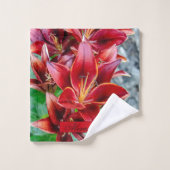 Floral Red Stargazer Lily Fotografie Badhandtuch Set (Waschlappen)