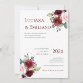 Floral Red Wedding Invitation Einladung (Vorderseite)