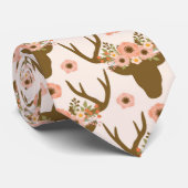 Floral Reindeer Antler Head Boho Rustikal Pink Krawatte (Gerollt)