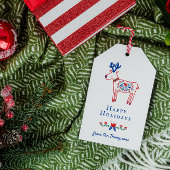 Floral Reindeer Happy Holidays Geschenkanhänger