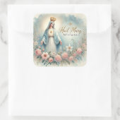 Floral Religious Mutter Mary Pink Roses Quadratischer Aufkleber (Tasche)