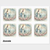 Floral Religious Mutter Mary Pink Roses Quadratischer Aufkleber (Blatt)