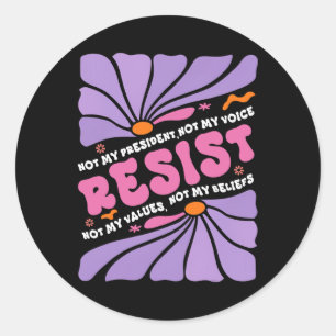 Floral Resist nicht mein Präsident Anti-Trump Boho Runder Aufkleber