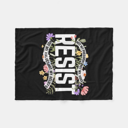 Floral Resist nicht mein Präsident Anti-Trump Fleecedecke (Vorderseite (Horizontal))