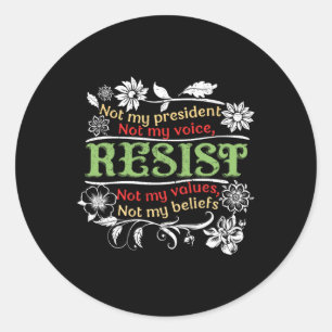 Floral Resist nicht mein Präsident Anti-Trump Runder Aufkleber
