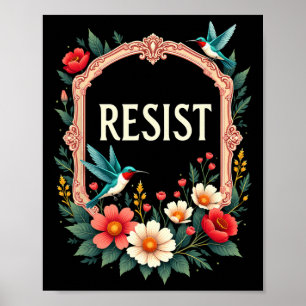 Floral Resist Trump Funny Anti-trump 2025 Poster