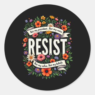 Floral Resist Trump nicht mein Präsident 1 Runder Aufkleber