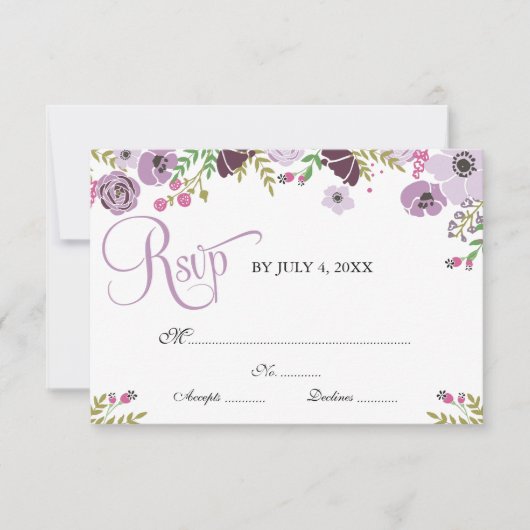 Floral Response Card | Lila RSVP Karte (Vorderseite)
