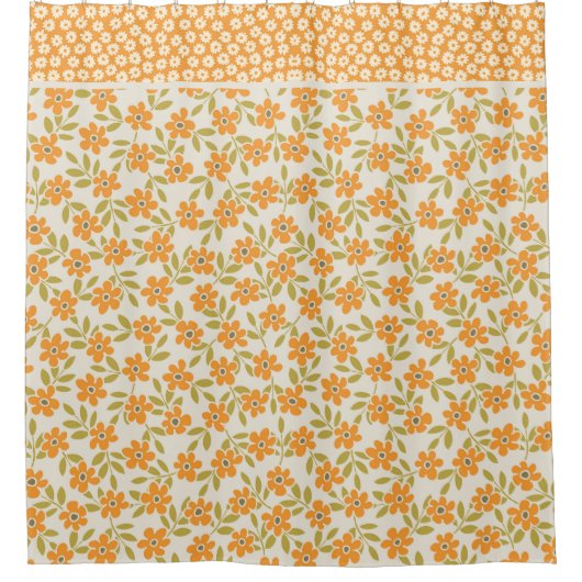 Floral Retro 70er Duschvorhang (Vorderseite)