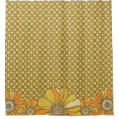 Floral Retro 70er Muster Duschvorhang (Vorderseite)