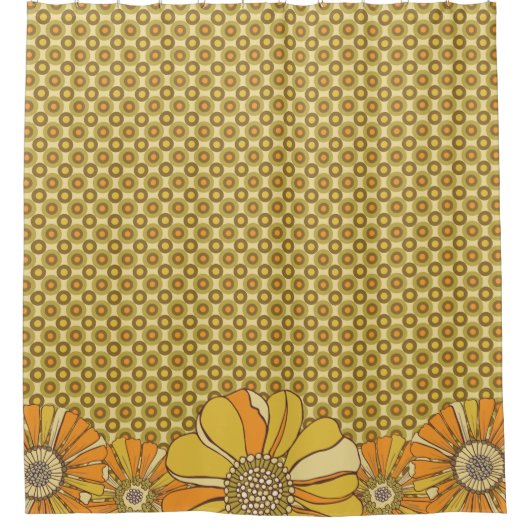 Floral Retro 70er Muster Duschvorhang (Vorderseite)