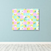 Floral Retro 70er pastellfarbene Schachtel rosa aq Leinwanddruck (Insitu (Holzboden))