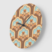 Floral Retro: 70er Wallpaper Revival Große Wanduhr (Winkel)