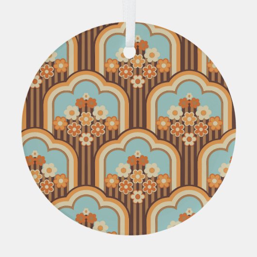 Floral Retro: 70er Wallpaper Revival Ornament Aus Glas (Rückseite)