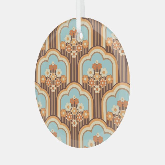 Floral Retro: 70er Wallpaper Revival Ornament Aus Glas (Vorderseite links)