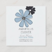 Floral Retro Blaues Muster Quadratische Visitenkarte (Rückseite)