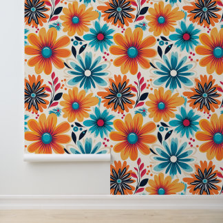 Floral Retro Blume Power Tapete