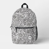 Floral Retro Doodle Bedruckter Rucksack (Vorderseite)
