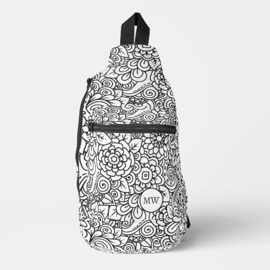 Floral Retro Doodle Crossbody Bag (Vorderseite)
