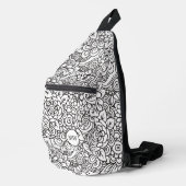 Floral Retro Doodle Crossbody Bag (Rechte Ecke)