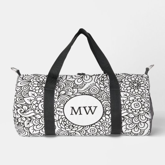 Floral Retro Doodle Duffle Bag (Vorderseite)
