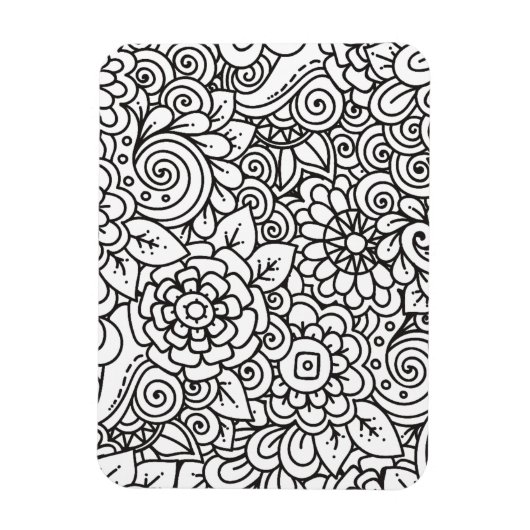 Floral Retro Doodle Magnet (Vertikal)