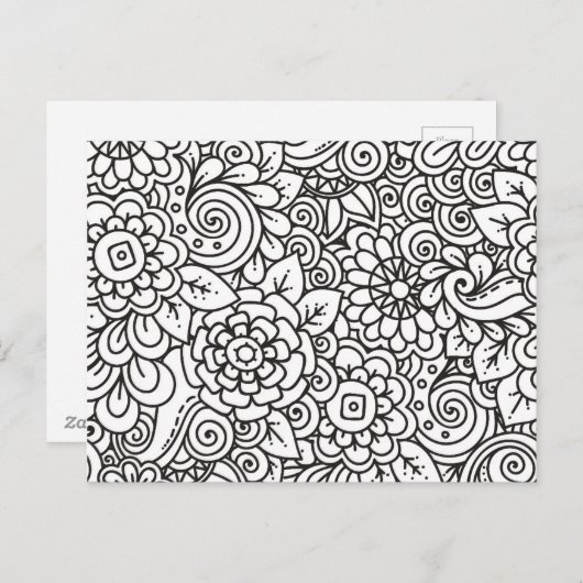 Floral Retro Doodle Postkarte (Vorne/Hinten)