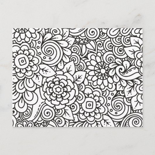 Floral Retro Doodle Postkarte (Vorderseite)