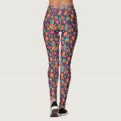 Floral Retro farbenfrohe 70er Leggings (Rückseite)