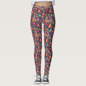 Floral Retro farbenfrohe 70er Leggings (Vorderseite)