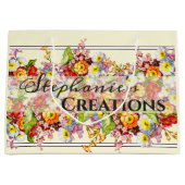 Floral Retro Frühlingsblumen Primrose Beruflich Große Geschenktüte (Vorderseite)