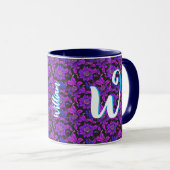 Floral Retro Geschenk (Name, Monogramm) Antikes Vi Tasse (VorderseiteRechts)