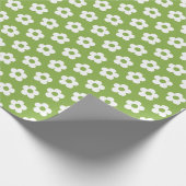 Floral Retro Green Niedlicher Cartoon Daisy Muster Geschenkpapier (Ecke)
