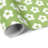 Floral Retro Green Niedlicher Cartoon Daisy Muster Geschenkpapier (Rolleneckpunkt)