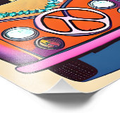 Floral Retro Hippie Van Vintag Art Fotodruck (Ecke)