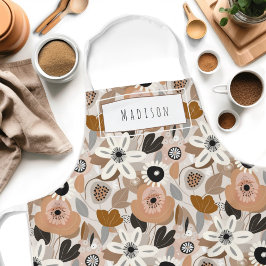 Floral Retro Mitte des Jahrhunderts Moderne Name S Schürze