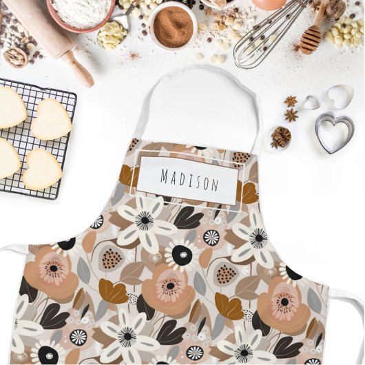 Floral Retro Mitte des Jahrhunderts Moderne Name S Schürze