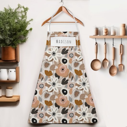 Floral Retro Mitte des Jahrhunderts Moderne Name S Schürze