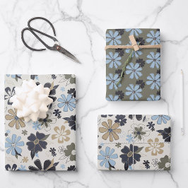Floral Retro Muster Geschenk Geschenkpapier Set