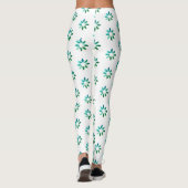 Floral Retro Muster grün Weiß Leggings (Rückseite)